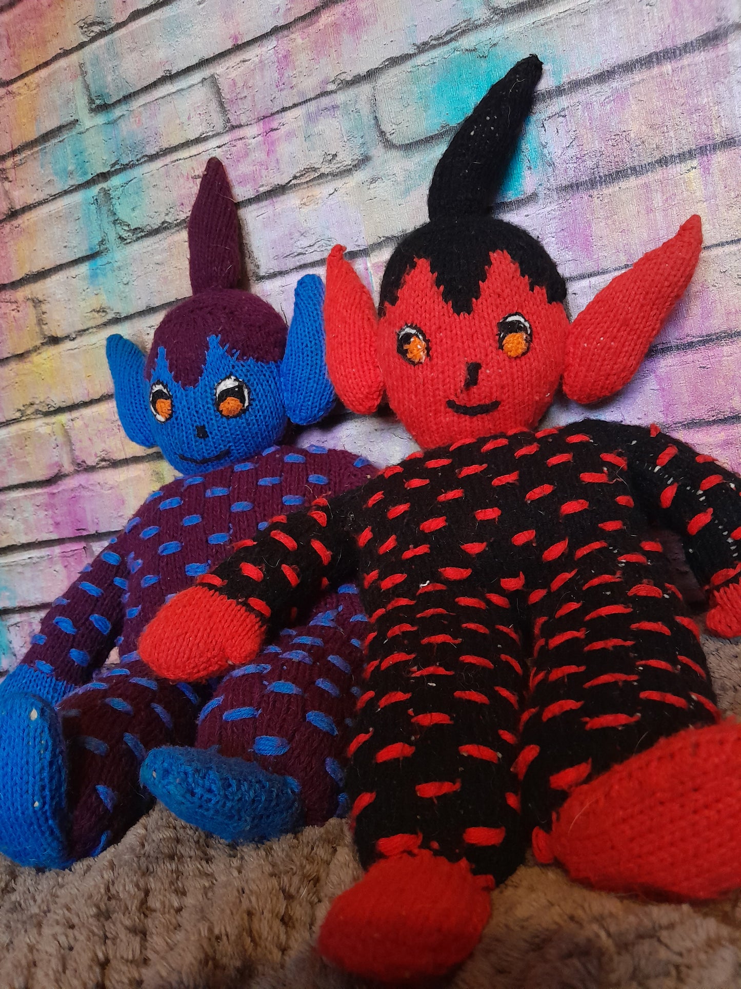 Knitted demons pair